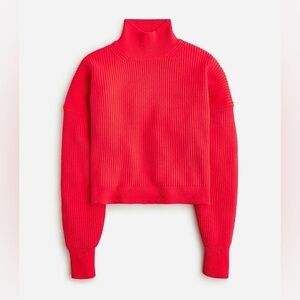 J. Crew Ribbed turtleneck sweater in stretch yarn bright red size medium